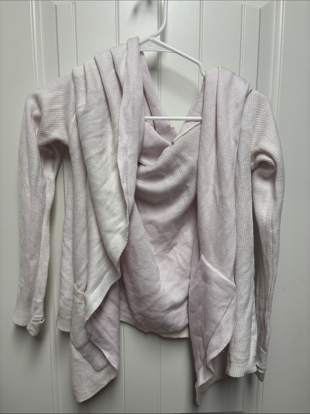 lululemon athletica Pale Pink/White Reversible Hooded Wrap Cardigan Size M